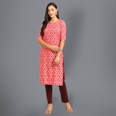 1 Stop Fashion Women Printed Straight Kurta(Pink)