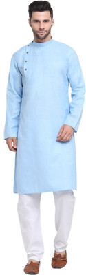 kraft india Men Solid Straight Kurta(Light Blue)