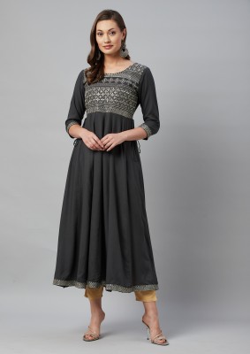 Highlight fashion export Women Embellished Anarkali Kurta(Grey)