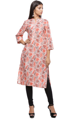 Cloth Stories Women Printed Straight Kurta(Pink)