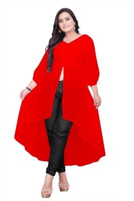 HouseOfCommon Women Solid Ethnic Dress Kurta(Red)