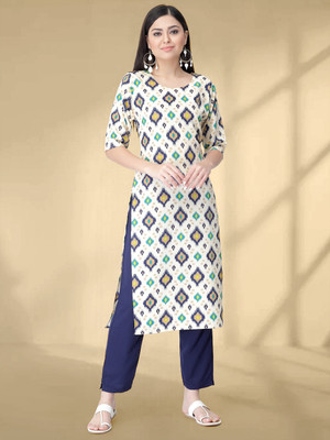 1 Stop Fashion Women Printed A-line Kurta(Blue)