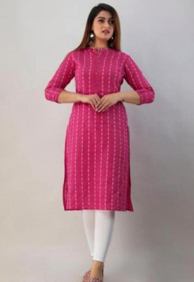 MUHAL Women Striped A-line Kurta(Yellow)