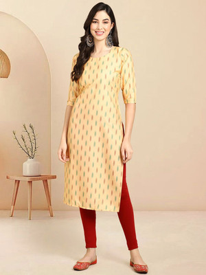Moda Rapido Men Solid Straight Kurta(Yellow)