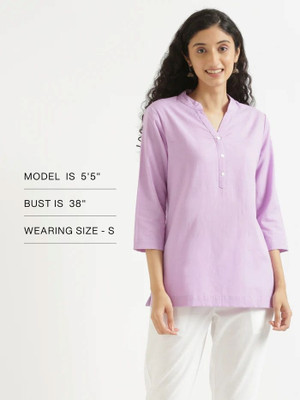 Koora Women Solid Straight Kurta(Purple)