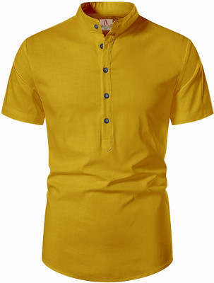 Apektra Men Solid A-line Kurta(Yellow)