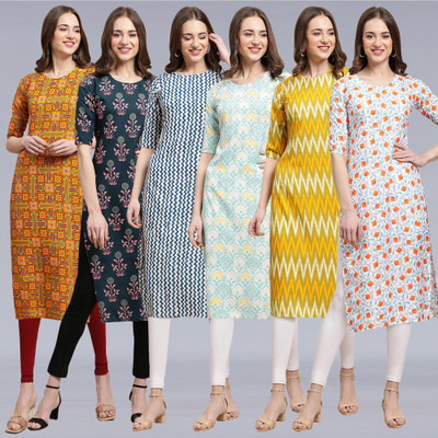 1 Stop Fashion Women Printed A-line Kurta(Multicolor)