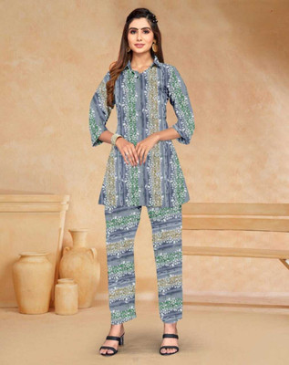PickCell Women Embellished Tunic Kurta(Grey)
