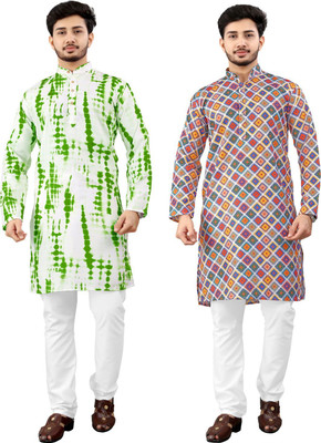 DHASU TRENDZ Men Printed Straight Kurta(Multicolor)