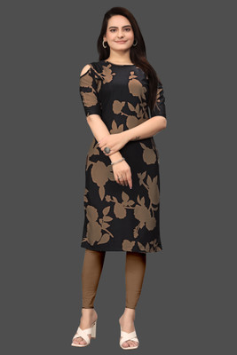 RANGRASIYA CORPORATION Women Printed Straight Kurta(Brown)
