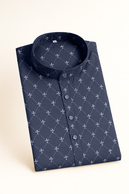 Z zedup Men Printed Straight Kurta(Dark Blue)