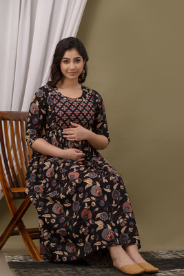 COTTON MULMUL STORE Women Gown Multicolor Midi/Calf Length Dress