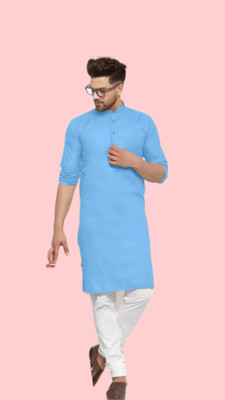VINAARI Men Solid A-line Kurta(Blue)