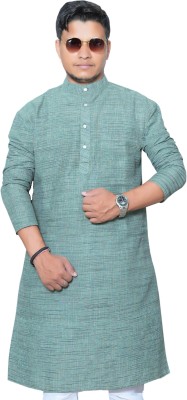 Jadoo Men Self Design Straight Kurta(Green)