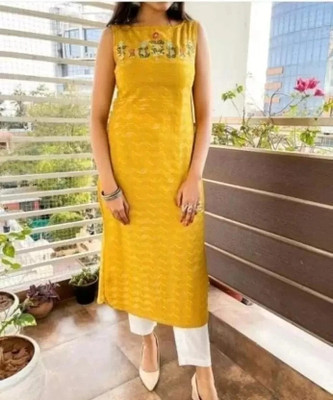 BHADORIYA FASHION HUB Women Embroidered A-line Kurta(Yellow)