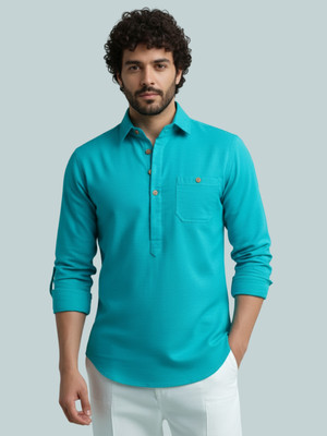 Vashuqi Men Solid A-line Kurta(Brown)