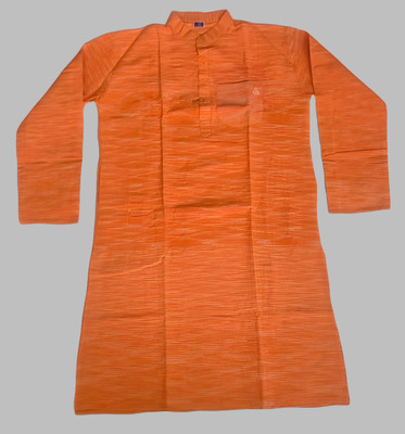 Goodza Men Solid Straight Kurta(Orange)