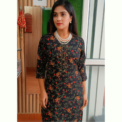 Maira Collection Women Printed A-line Kurta(Blue)