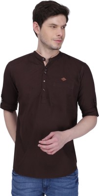 KUONS AVENUE Men Solid Straight Kurta(Brown)