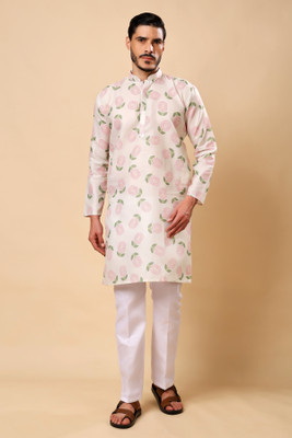 Ashak fashions Men Printed Straight Kurta(Gold)