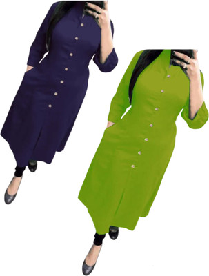 Maa Meladi Creation Women Solid A-line Kurta(Multicolor)