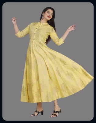 RACHNA FASHION Women Printed Anarkali Kurta(Yellow)