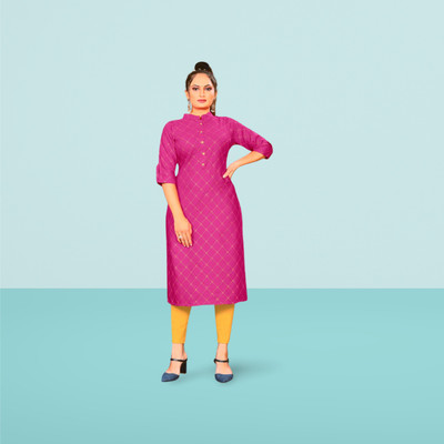 Shree Textiles Women Printed A-line Kurta(Pink)