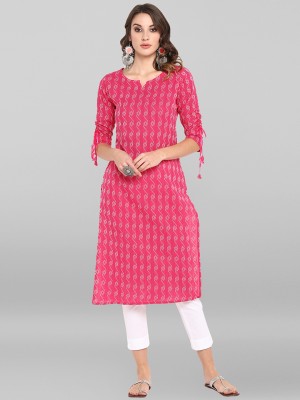 Janasya Women Self Design Straight Kurta(Pink)