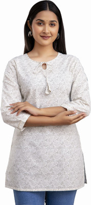 RAISHREE Women Printed Straight Kurta(White)