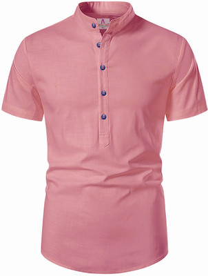 Apektra Men Solid A-line Kurta(Pink)