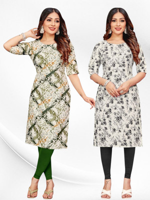 Nitya Trendz Women Printed Straight Kurta(Multicolor)