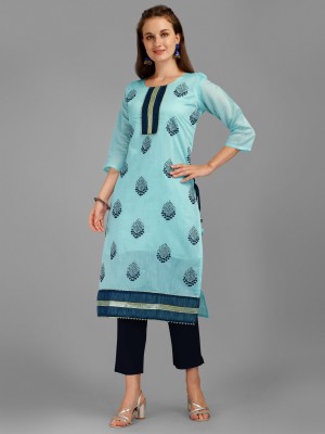 OXIT CLASS Women Embroidered A-line Kurta(Light Blue)