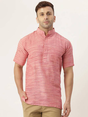 isdfabric Men Solid Straight Kurta(Pink)