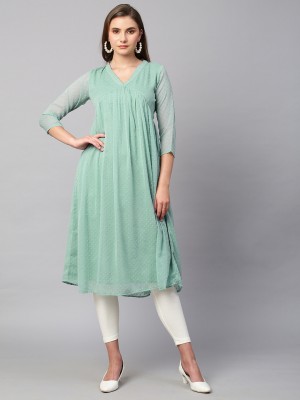 RATAN Women Solid Flared Kurta(Light Green)