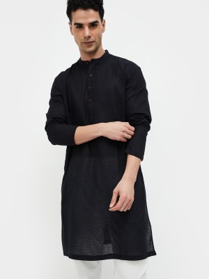 MELANGE Men Solid A-line Kurta(Black)