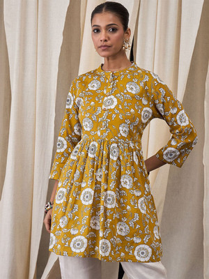 ANOUK Women Printed Straight Kurta(Yellow)