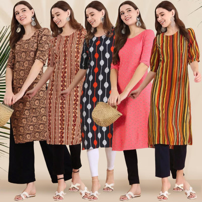 EthnicBasket Women Printed Straight Kurta(Multicolor)