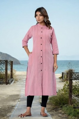 VINH FASHION Women Self Design A-line Kurta(Pink)