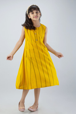 DMP EXPORT Girls Striped Flared Kurta(Multicolor)