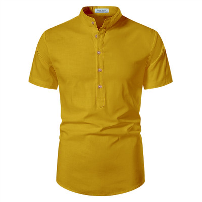 Edinwolf Men Solid A-line Kurta(Yellow)