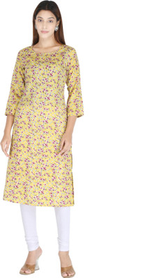 HouseOfCommon Women Printed Straight Kurta(Yellow)