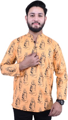 Fab kalakriti Men Printed Straight Kurta(Orange)