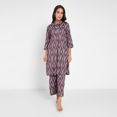 Rangmanch by Pantaloons Women Printed A-line Kurta(Purple)
