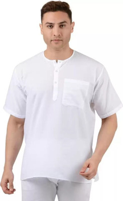 GauriLaxmi Enterprise Men Solid Straight Kurta(White)