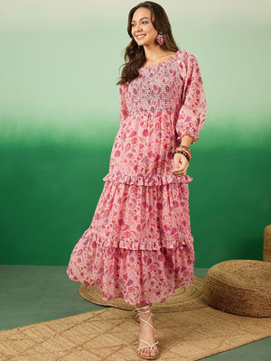 Sangria Women Solid Straight Kurta(Pink)