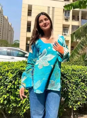 artfashion Women Printed A-line Kurta(Blue)