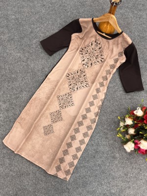 Shubhkari Creation Women Printed Straight Kurta(Brown)