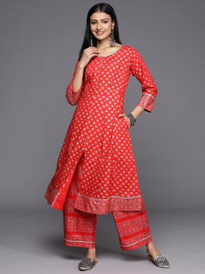 LIBAS Women Printed A-line Kurta(Red)