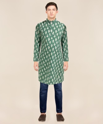 Madguys Fashion Men Printed A-line Kurta(Green)