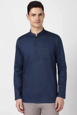 PETER ENGLAND Men Solid Straight Kurta(Blue)